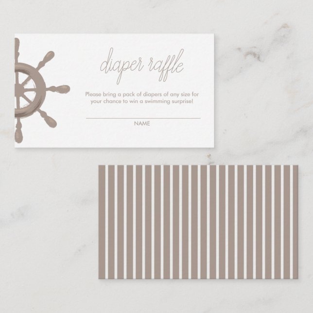 Ahoy! Sailor Helm Diaper Raffle Enclosure Card (Front/Back)