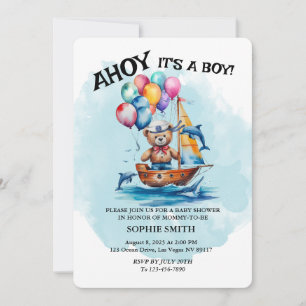 Ahoy Sailor Its A Boy Nautical Theme Baby Shower Invitation