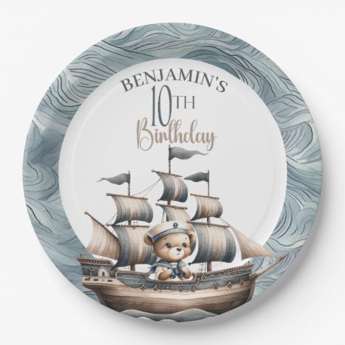 Ahoy Sailor Nautical Boys 10th Birthday Paper Plates