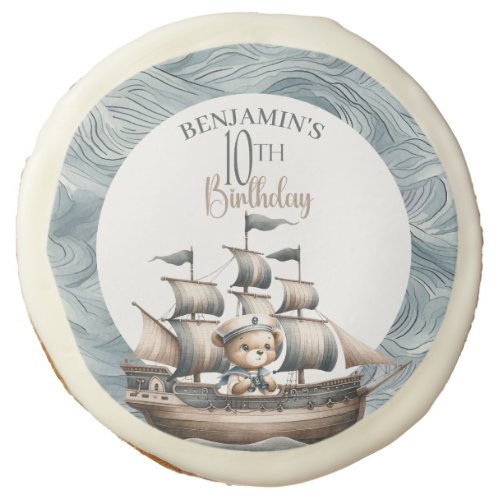 Ahoy Sailor Nautical Boys 10th Birthday Sugar Cookie