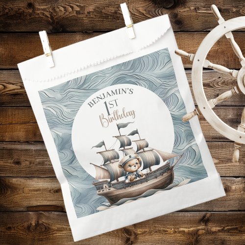 Ahoy Sailor Nautical Boys 1st Birthday Favor Bag