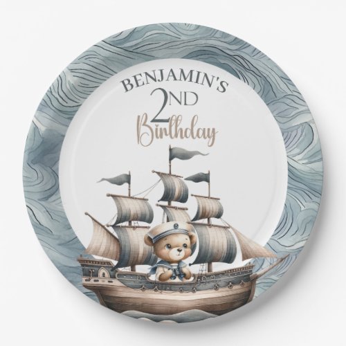 Ahoy Sailor Nautical Boys 2nd Birthday Paper Plates
