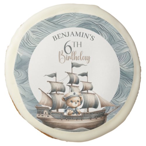 Ahoy Sailor Nautical Boys 6th Birthday Sugar Cookie