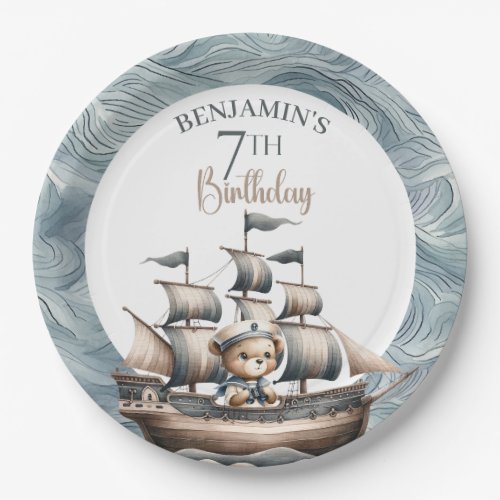 Ahoy Sailor Nautical Boys 7th Birthday Paper Plates