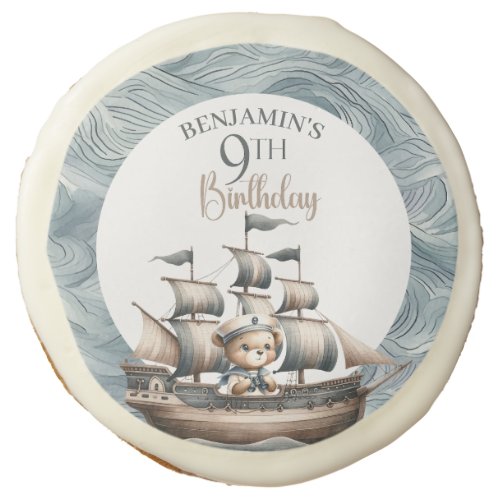 Ahoy Sailor Nautical Boys 9th Birthday Sugar Cookie