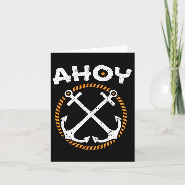 Ahoy Ship Captain Seafarer Nautical Sailor Boating Card (Front)