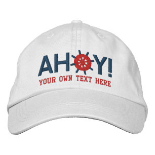 Ahoy Ships Wheel Captains Personalized Embroidered Baseball Cap