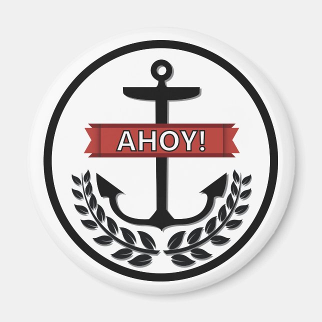 Ahoy - Standard, 2¼ Inch Round Magnet (Front)