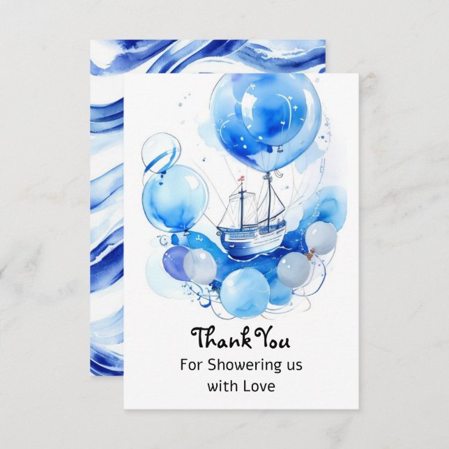 Ahoy There! Nautical Magic Boy Baby Shower Thank You Card (Front/Back)