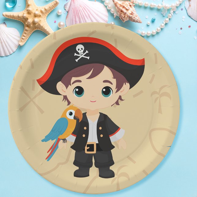 Ahoy There! Pirate Boy Birthday Party Paper Plates (Creator Uploaded)