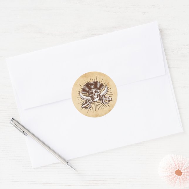Ahoy There Pirate Skull Birthday Envelope Seal (Envelope)
