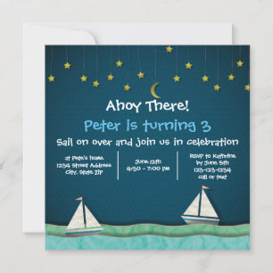 Ahoy There Sailboats & Stars Invitation