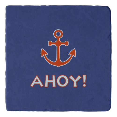 AHOY Type and Anchor Design Red and Blue Trivet