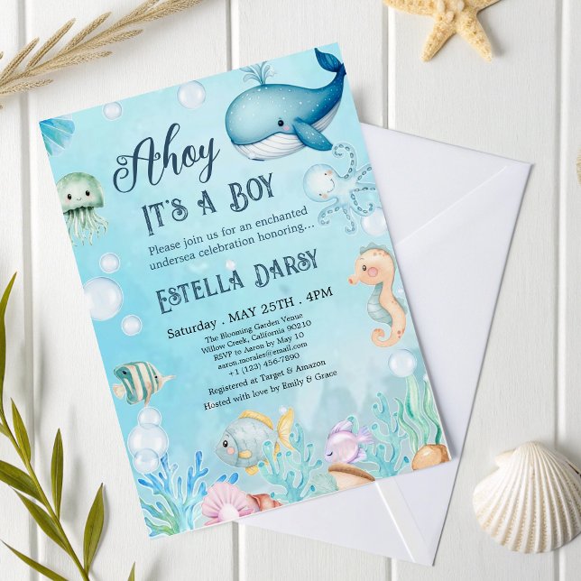  Ahoy! Under The Sea Boy Baby Shower Invitation (Creator Uploaded)
