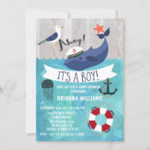 Ahoy Whale Baby Shower Invitation (Front)