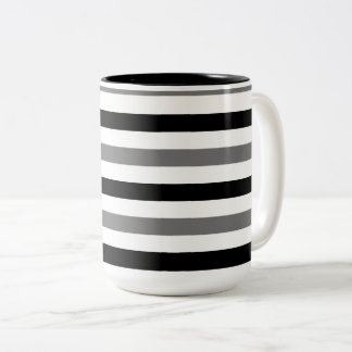 Ahs Black and white stripes design Two-Tone Coffee Mug
