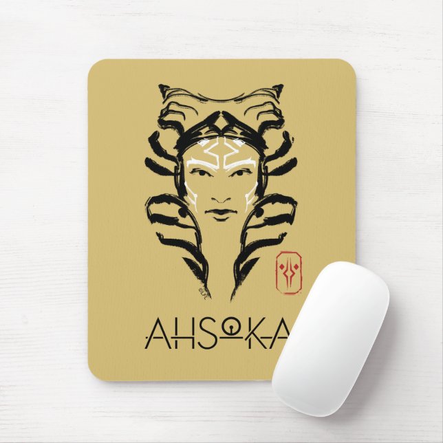 Ahsoka Face Brush Illustration Mouse Pad (With Mouse)