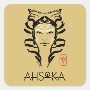 Ahsoka Face Brush Illustration Square Sticker