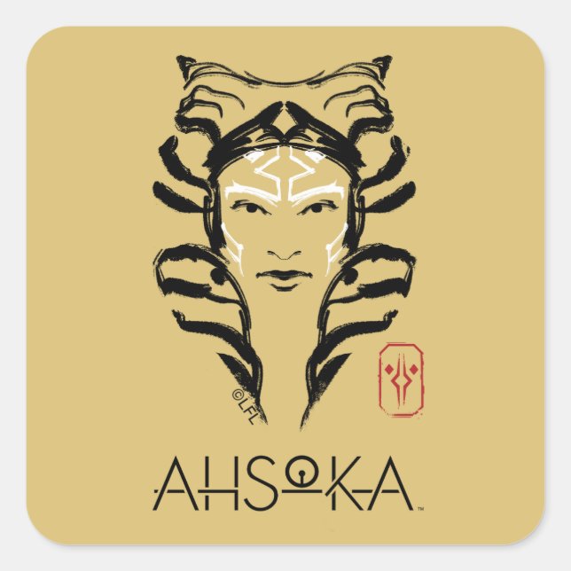 Ahsoka Face Brush Illustration Square Sticker (Front)