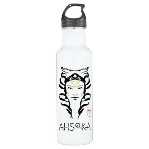 Ahsoka Face Brush Illustration Stainless Steel Water Bottle