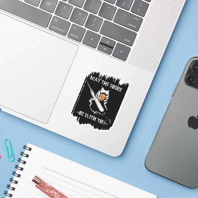 Ahsoka - May The Force Be With You Sticker (Laptop w/ iPhone)