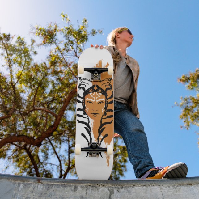 Ahsoka Orange Swatch Brush Illustration Skateboard (Outdoor 1)