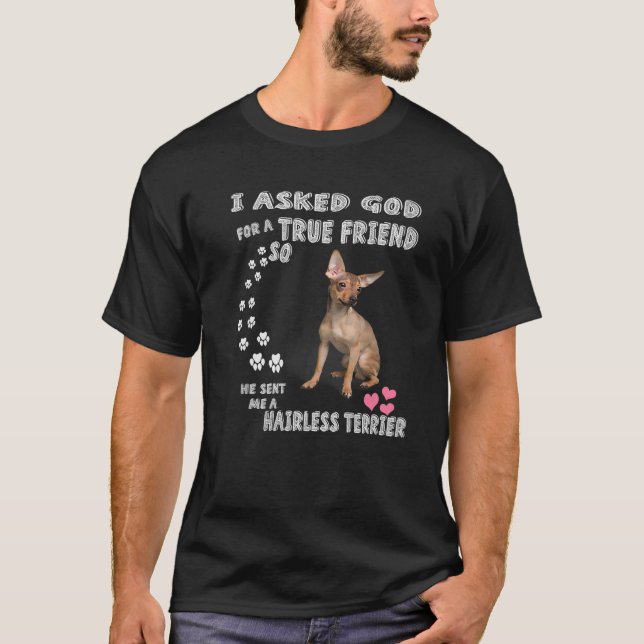 AHT Dog Quote Mom Dad Print, Cute American Hairles T-Shirt (Front)