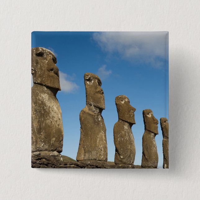 Ahu Akivi, Rapa Nui, Easter Island, Chile 2 Pinback Button (Front)