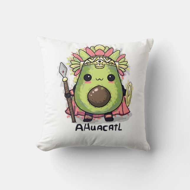 Ahuacatl Aztec Warrior Avocado Throw Pillow (Front)