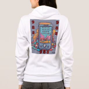 AI 988 Mental Health Crisis Lifeline Zipper Hoodie