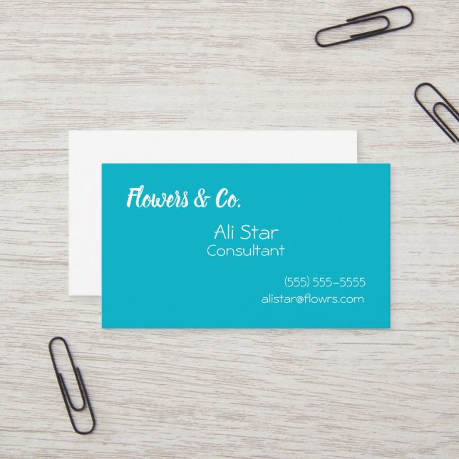 Ai Aqua Teal Solid Business Cards (Front/Back In Situ)