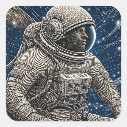 Ai Art Astronaut in Space Square Sticker