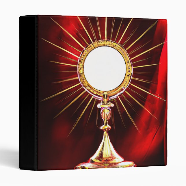 AI Art Blessed Sacrament Host in a Monstrance 1 3 Ring Binder (Front/Spine)