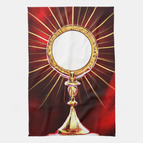 AI Art Blessed Sacrament Host in a Monstrance 1 Kitchen Towel