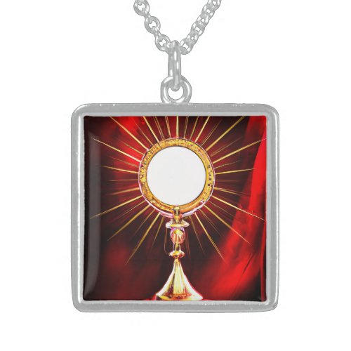 AI Art Blessed Sacrament Host in a Monstrance 1 Sterling Silver Necklace