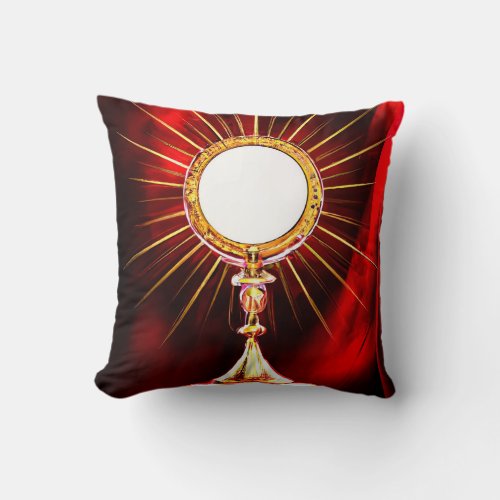 AI Art Blessed Sacrament Host in a Monstrance 1 Throw Pillow