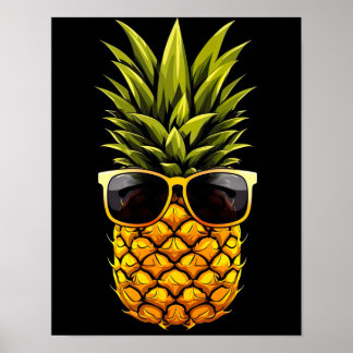 AI Art - Cool Pineapple with Sunglasses - Poster