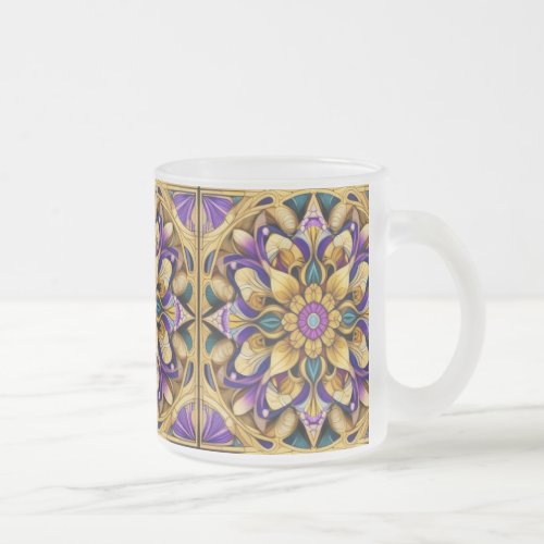 AI Art Gold  Purple Dahlia Design Frosted Mug  