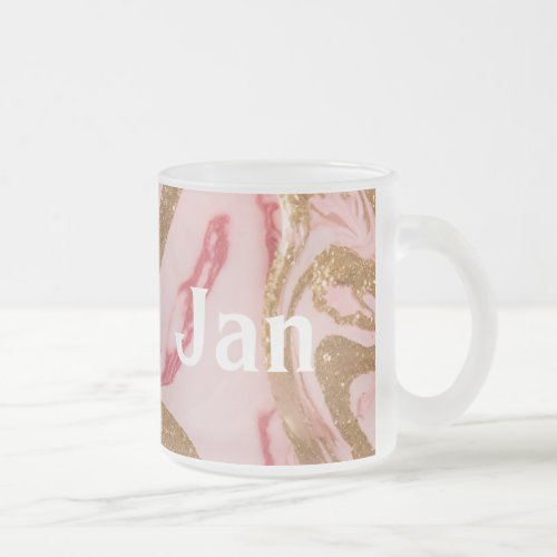 AI Art Luxe Gold Pink  Frosted Glass Coffee Mug