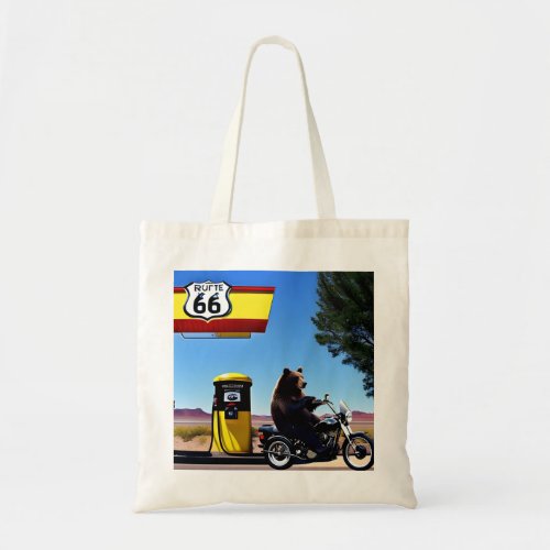  AI art of a Black Bear on a motorcycle Tote Bag