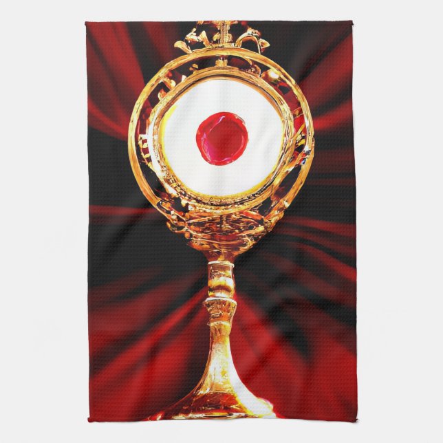 AI Art of A Eucharistic Miracle Kitchen Towel (Vertical)