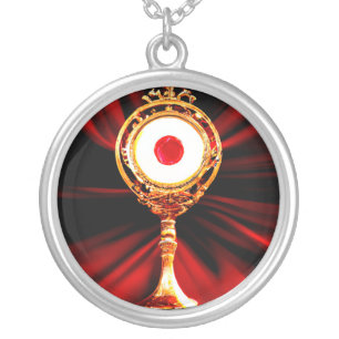 AI Art of A Eucharistic Miracle Silver Plated Necklace
