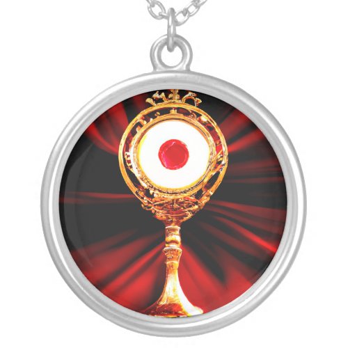 AI Art of A Eucharistic Miracle Silver Plated Necklace