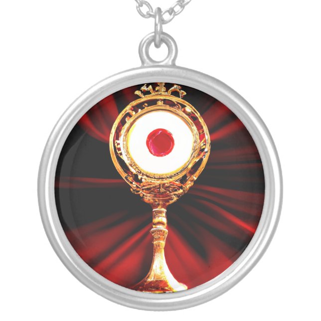 AI Art of A Eucharistic Miracle Silver Plated Necklace (Front)
