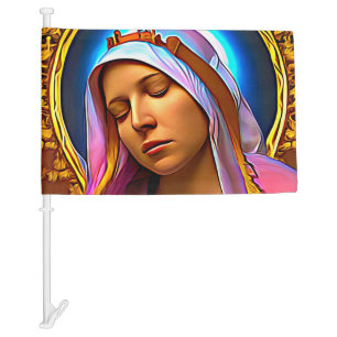 AI Art of The Blessed Virgin Mary Car Flag