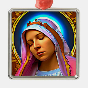 AI Art of The Blessed Virgin Mary Metal Ornament