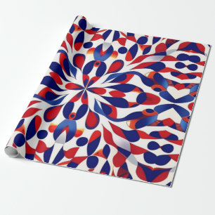AI Art Red White & Blue Patriotic American Pattern Wrapping Paper