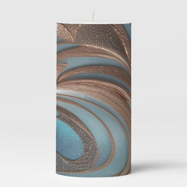 AI Art Rose Gold, Silver And Blue Glitter Candle (Front)