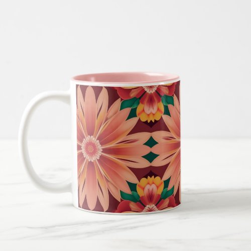 AI Art Tropical Flowers Two_Tone Mug