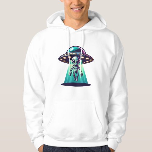  Ai Art with UFO Beaming up an Alien  Hoodie